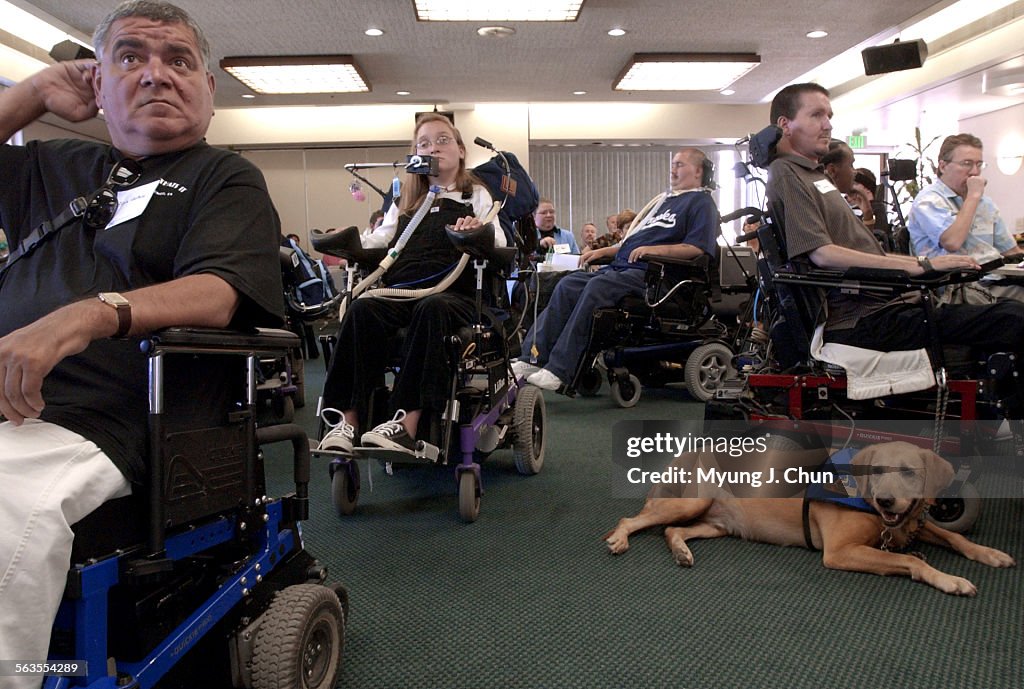 People with disabilities attend an Olmstead Planning Forum at Northridge Hospital Medical Center Fri