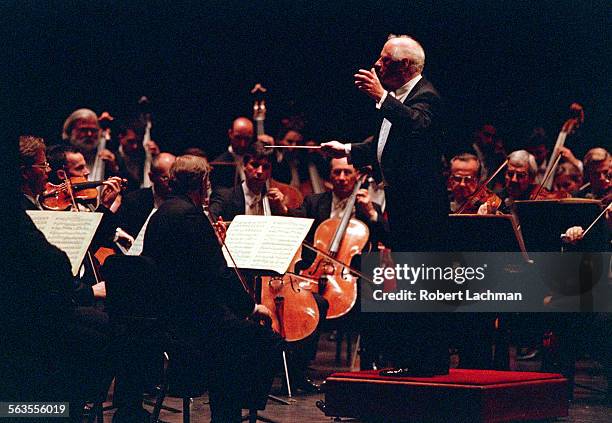 Bernard Haitink conducts the Vienna Philharmonic during the performance of Anton Bruckner's Symphony No. 8 in C minor at the Orange County Performing...