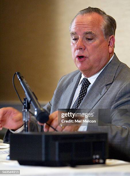 Attorney General Bill Lockyer holds a press conference at the Fairmont Miramar Hotel in Santa Monica on Thursday morning to announce he is filing a...