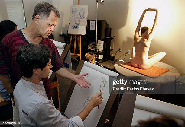 Sony Pictures Digital offers employees classes on live art drawing and intro to software classes, Linux, for animation. Art instructor karl Guass...