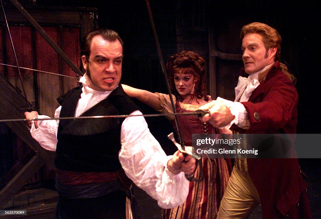 (left to right) Eric Anderson as Chauvelin, Melissa Walters as Marguerite St. Just and T. Eric Hart 