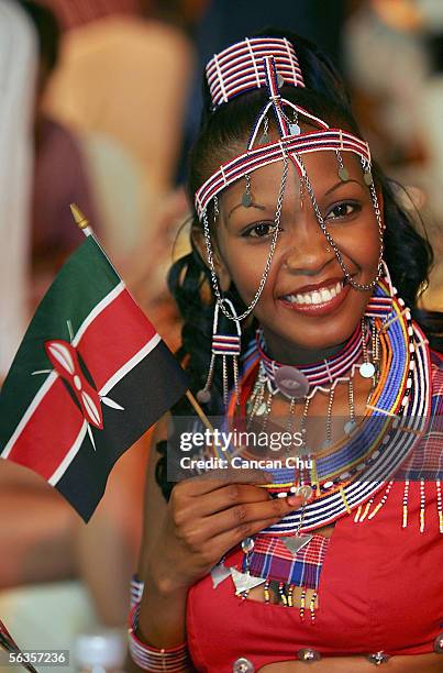 Contestant of the 55th Miss World 2005, Cecilia Mwangi of Kenya attends a dinner party after the Beachwear Final at the Sheraton Sanya Resort on...