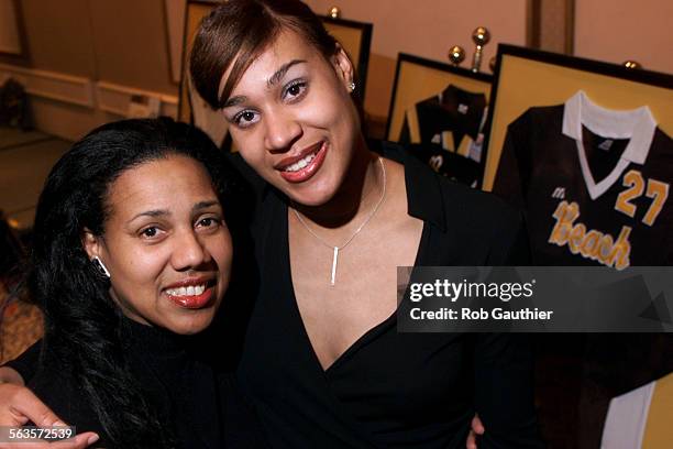 Cal State Long Beach Volleyball star Cheryl Weaver, right, with her mother, Sheila at the school's annual team banquet, Monday, February 4, 2002.