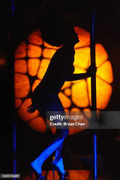 Dancer performs on the stage at the strip club Silver Reign in West LA. As part of a broad new set of ordinances regulating various adult businesses,...