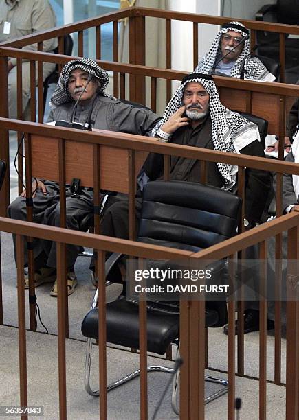 With the chair of former Iraqi President Saddam Hussein remaining empty, Taha Yassin Ramadan , Abdullah Kadhem Ruaid , Mohammed Azawi Ali , appear at...