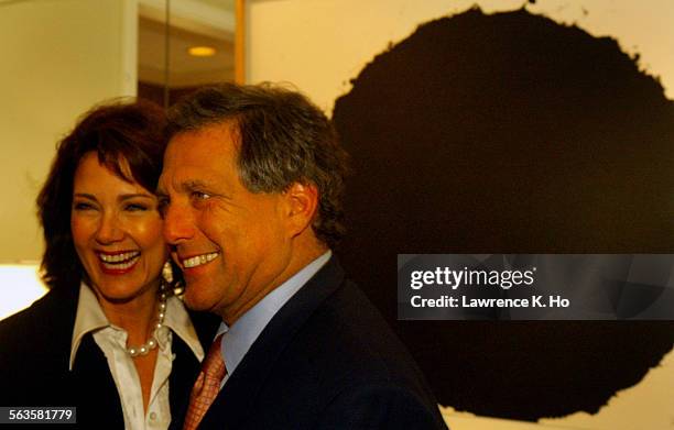 Greg Jordan, interior designer from New York setting up shop in Los Angeles. Pic. Shows host Lynda Carter and Les Moonves sharing a few laughs at the...