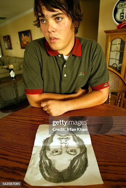 Riverside, October. 06, 2004.  Jake Litras a sophomore college student from the fireravaged San Bernardino community of Del Rosa was interviewed...