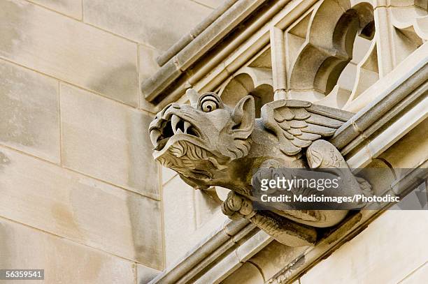 low angle view of a dragon gargoyle, national cathedral, washington dc, usa - national cathedral stock-fotos und bilder
