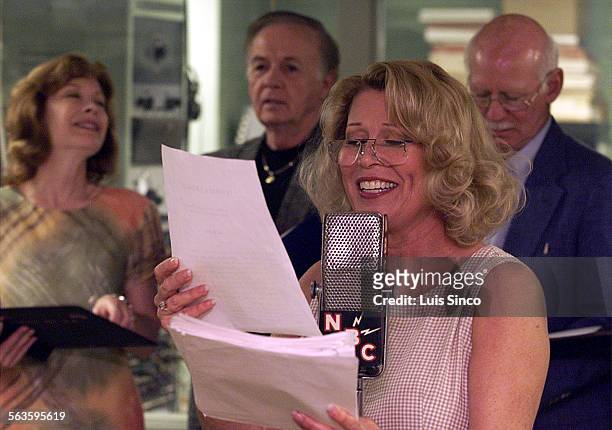 Leslie Easterbrook rehearses California Artists Radio Theatre's musical production of "Twinkle! Twinkle!" at Pioneer Broadcasters Club Room in...
