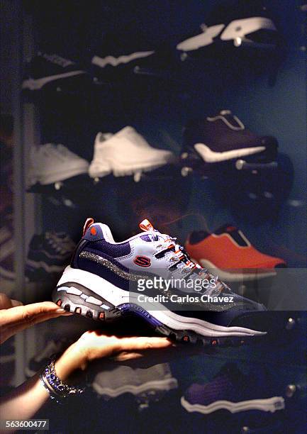 Skechers founders, Robert Greenberg and son Michael Greenberg, in one of the display rooms at the corporate headquarters in Manhattan Beach, have...