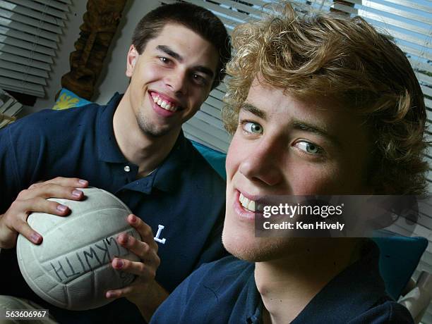 Lr are Jake Schkud and Brian Beckwith, boys volleyball players at Los Angeles Loyola High School.March 1 2003.