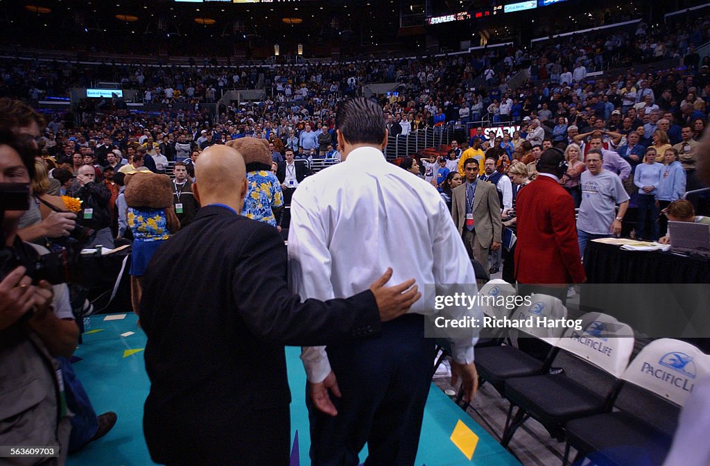 UCLA coach Steve Lavin walks off the court after his Bruins lost to Oregon in the finals econds of t