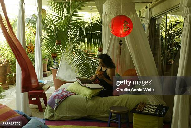 Moroccan Myrella Moses in her back patio.