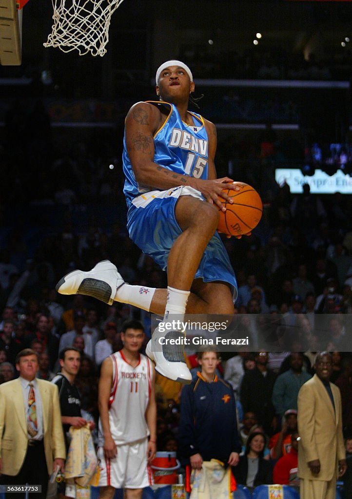 Rookie Carmelo Anthony flys to the basket uncontested to score 2 of his 17 points during the NBA Roo