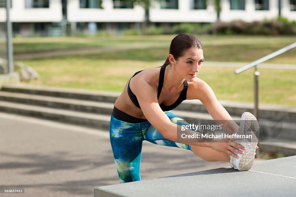 Woman doing hamstring stretch