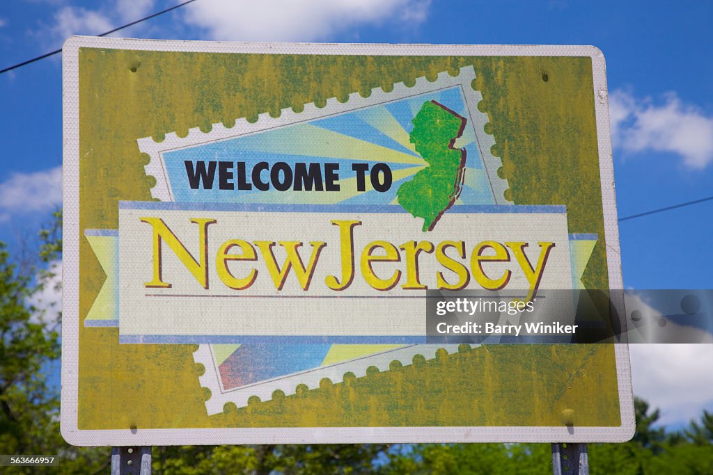 State welcoming sign, New Jersey