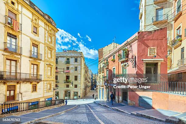 the streets of tarragona city, spain - tarragona stock-fotos und bilder