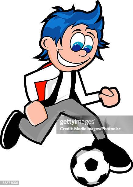 Boy Playing Football High-Res Vector Graphic
