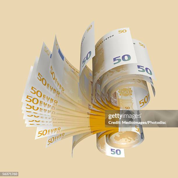 illustrations, cliparts, dessins animés et icônes de close-up of a stack of bank notes - billet de 50 euros