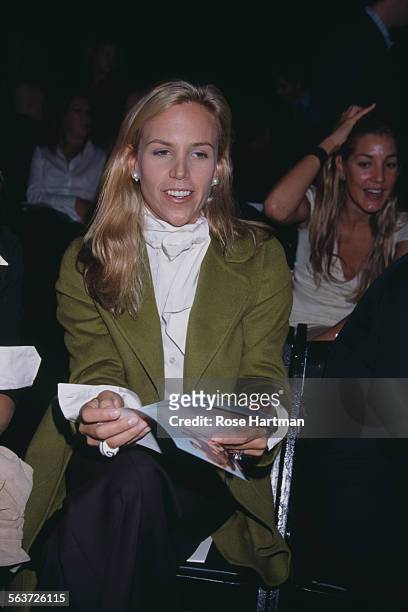 American fashion designer and businesswoman Tory Burch attends the Bill Blass fashion show at Bryant Park, New York City, circa 2000.