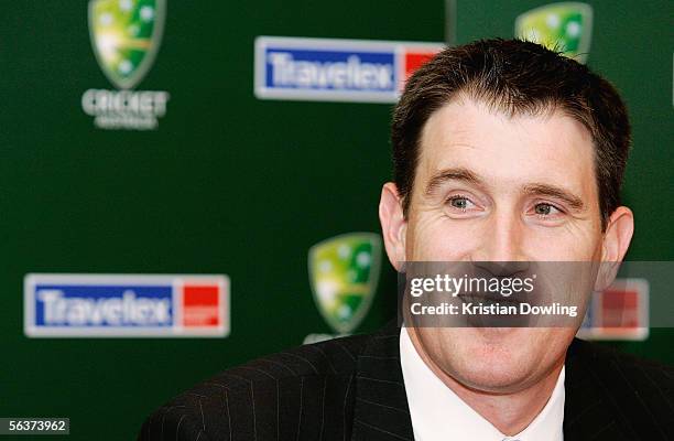 Cricket Australia Chief Executive Officer James Sutherland answers questions from the press during a press conference to announce the renewel of the...