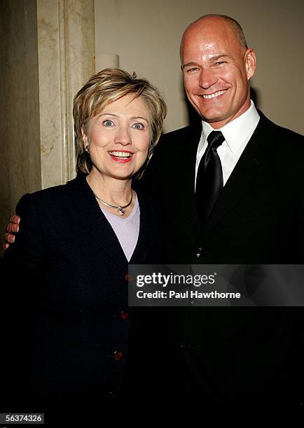 Senator Hillary Rodham Clinton poses with Robert Hanson of Levis as they attend the Hetrick-Martin Institute's 2005 Emery Awards at Cipriani Wall...