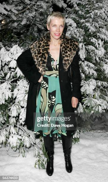 Eurythmics member Annie Lennox attends the aftershow party following the Royal Film Performance and World Premiere of "The Chronicles Of Narnia," at...