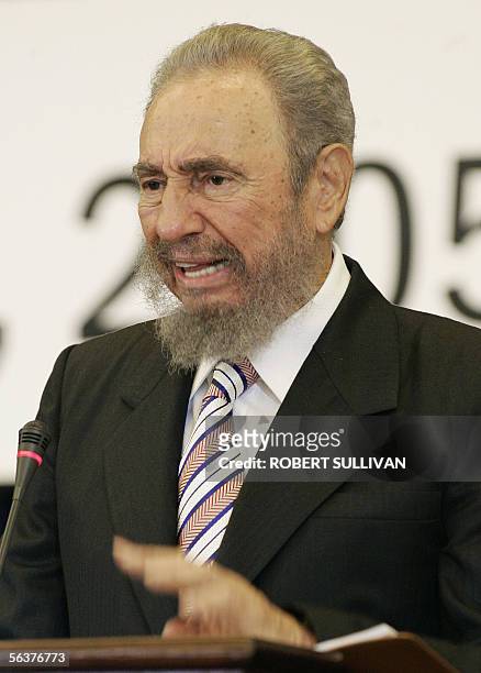 President Fidel Castro of Cuba gives the Keynote address 08 December 2005, at the opening session of the CARICOM-Cuba Summit in Bridgetown, Barbados....