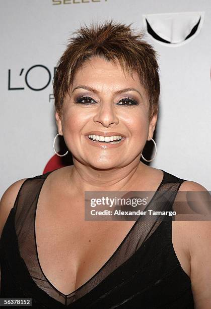 Maria Antonietta Collins poses at Prive nightclub for the People en Espanol "Estrella Del Ano" celebration on December 7, 2005 in Miami Beach,...