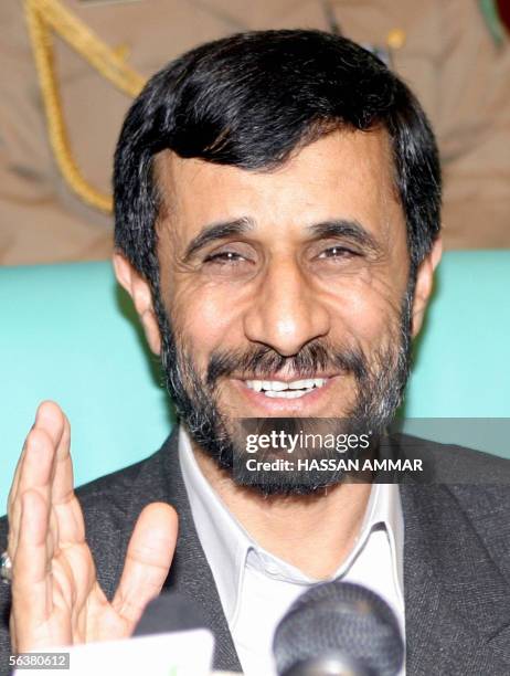 Iranian President Mahmoud Ahmadinejad speaks during the second day of the Organisation of the Islamic Conference meeting in the holy Muslim city of...