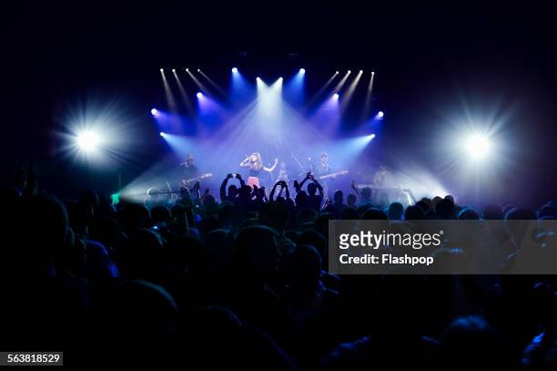 crowd of people at music concert - concert stock pictures, royalty-free photos & images