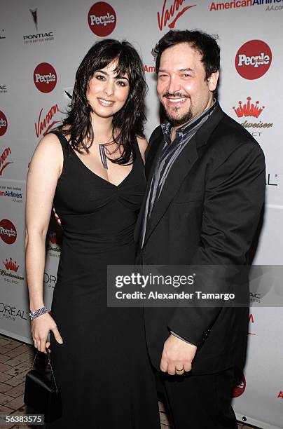 Odalys Garcia and Marco Flores pose at Prive nightclub for the People en Espanol "Estrella Del Ano" celebration on December 7, 2005 in Miami Beach,...