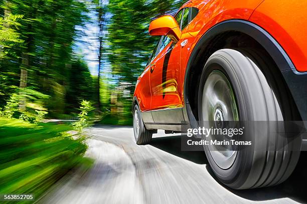 forest car drive - motorized sport bildbanksfoton och bilder
