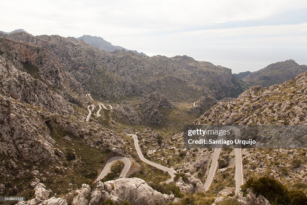 Winding road descending into Sa Calobra