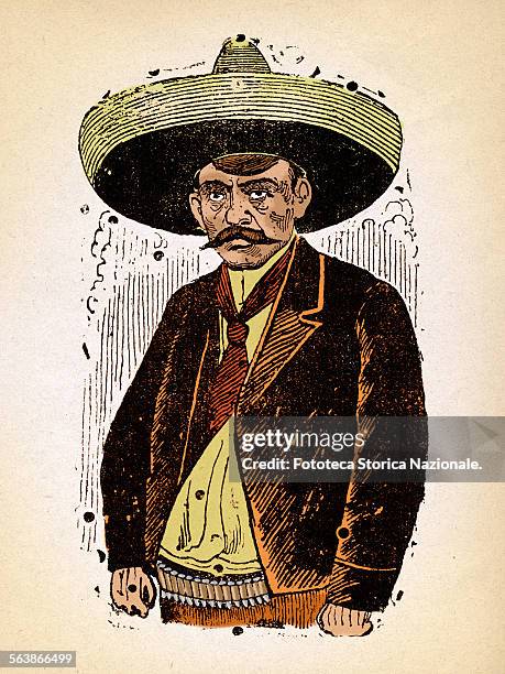 Emiliano Zapata Salazar portrait of the general of the South, during the Mexican revolution; he was revolutionary, political and active in guerrilla...