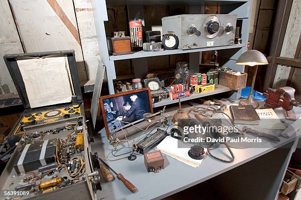 Artifacts in the newly renovated HP garage on Addison Avenue are seen December 8, 2005 in Palo Alto, California. In 1939 Bill Hewlett and Dave...