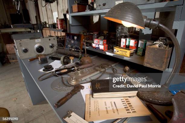 Artifacts in the newly renovated HP garage on Addison Avenue are seen December 8, 2005 in Palo Alto, California. In 1939 Bill Hewlett and Dave...