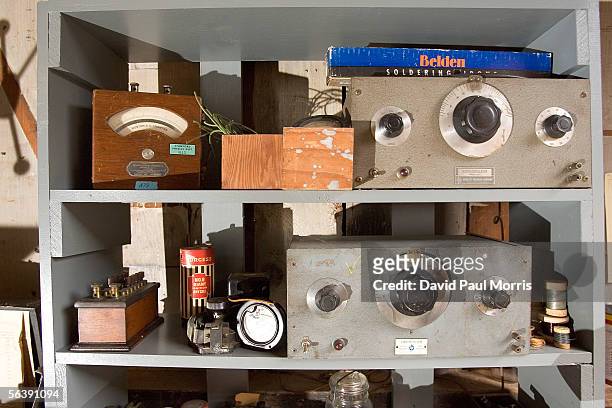 Artifacts in the newly renovated HP garage on Addison Avenue are seen December 8, 2005 in Palo Alto, California. In 1939 Bill Hewlett and Dave...
