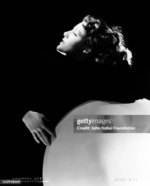 Profile portrait of actress Frances Dee leaning back, for Paramount Pictures, 1932.