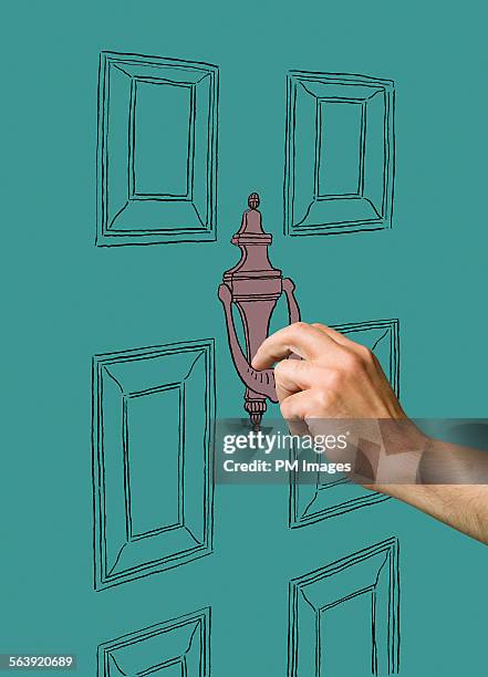 knocking on cartoon door - knock stock pictures, royalty-free photos & images