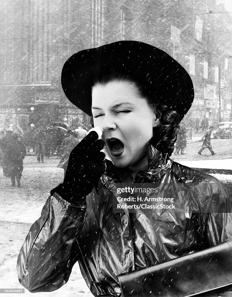 1940s WOMAN SNEEZING...