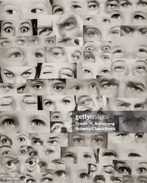 1960s MONTAGE OF EYES