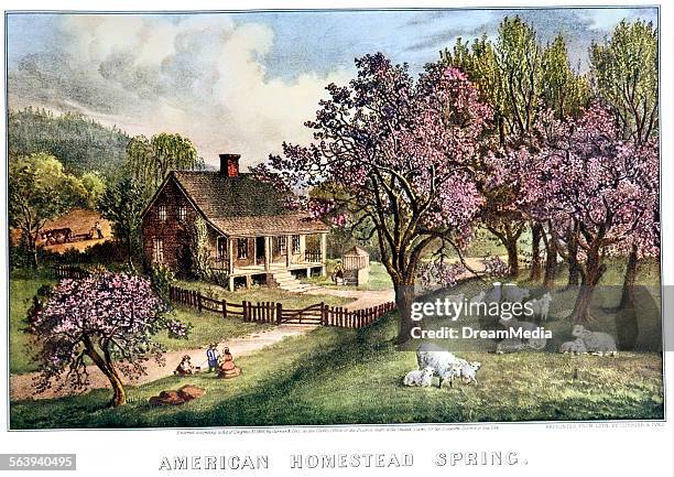 Springerville Homestead AMERICAN HOMESTEAD SPRING CURRIER & IVES 1869 News Photo - Getty Images