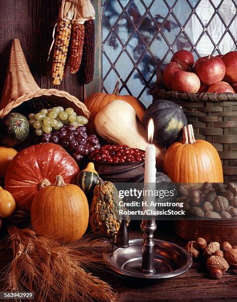 AUTUMN HARVEST STILL LIFE WITH CANDLE