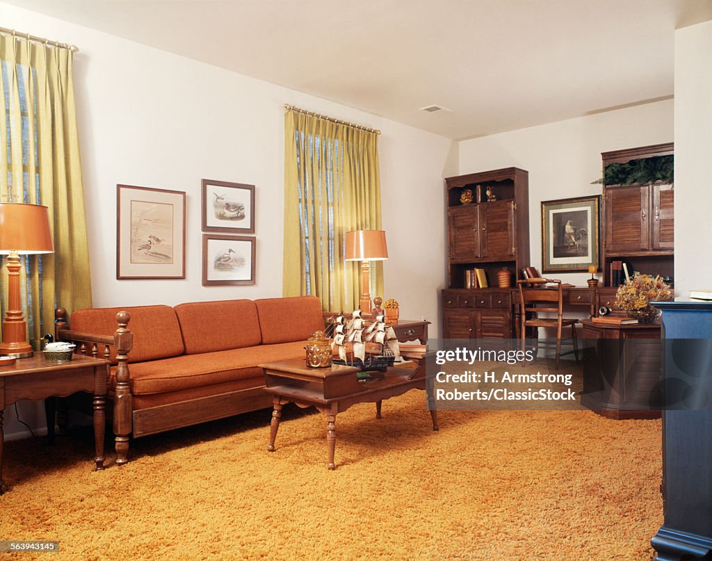 1970s LIVING ROOM WITH...