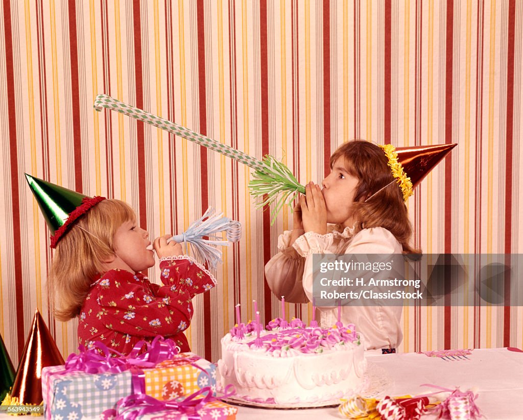 1970s TWO GIRLS PARTY HATS...