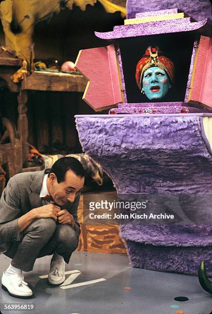 Publicity still from 'Pee Wee's Playhouse' , a children's television show starring Paul Reubens and John Paragon, 1986.