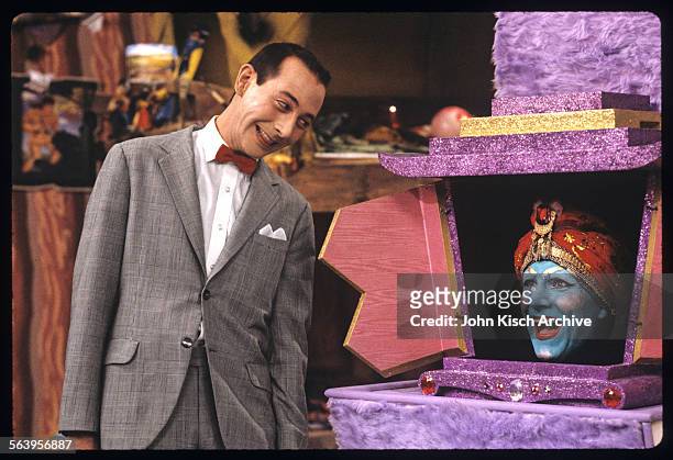 Publicity still from 'Pee Wee's Playhouse' , a children's television show starring Paul Reubens and John Paragon, 1986.