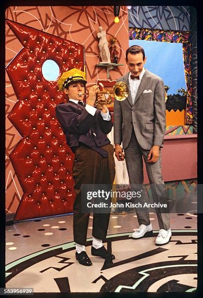 Publicity still from 'Pee Wee's Playhouse' , a children's television show starring Paul Reubens and Johann Carlo, 1986.