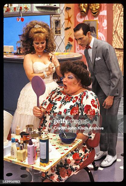 Publicity still from 'Pee Wee's Playhouse' , a children's television show starring Paul Reubens, Shirley Stoler, and Lynne Marie Stewart, 1986.